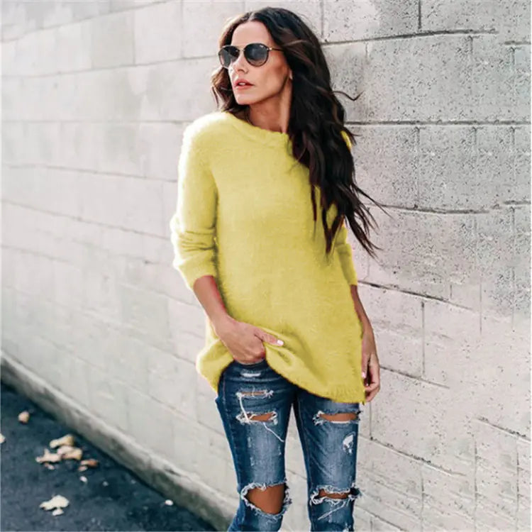 2019 Fall Women's Knit Sweater with Patchwork Design