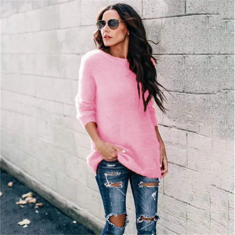 2019 Fall Women's Knit Sweater with Patchwork Design