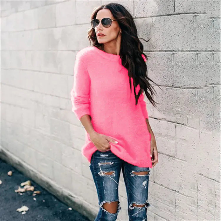 2019 Fall Women's Knit Sweater with Patchwork Design