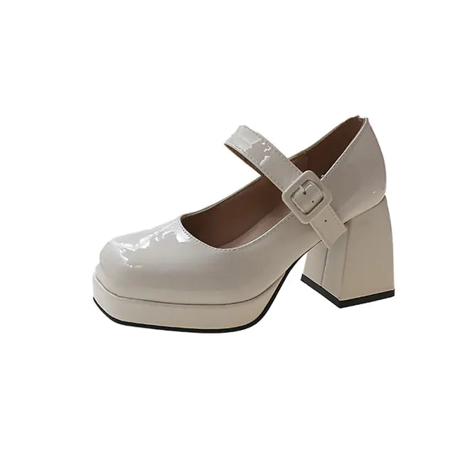 Vintage High Heel Mary Jane Platform Shoes for Girls