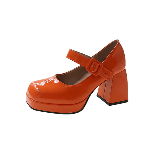 Vintage High Heel Mary Jane Platform Shoes for Girls